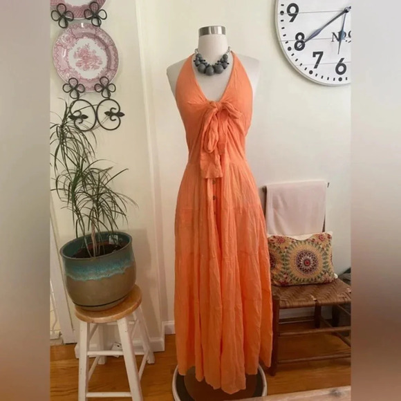 Free People Endless Summer A Little Extra Maxi Dress Papaya Size Small NWOT $128 - Picture 2 of 10